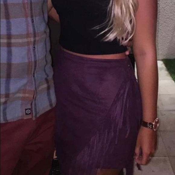 Express Faux Suede Fringe Skirt - Picture 3 of 3